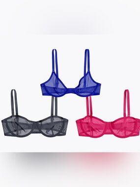 NWOT Cuup Bundle of 3 The Balconette and The Plunge Mesh Bra